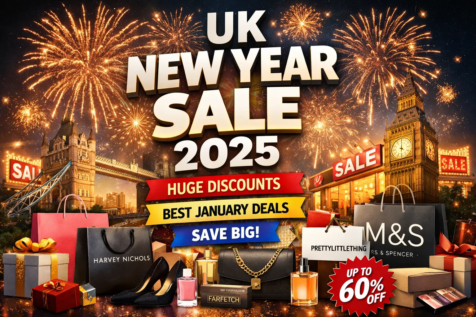 UK New Year Sale 2026 January discounts on fashion, beauty, and shopping deals across top UK stores